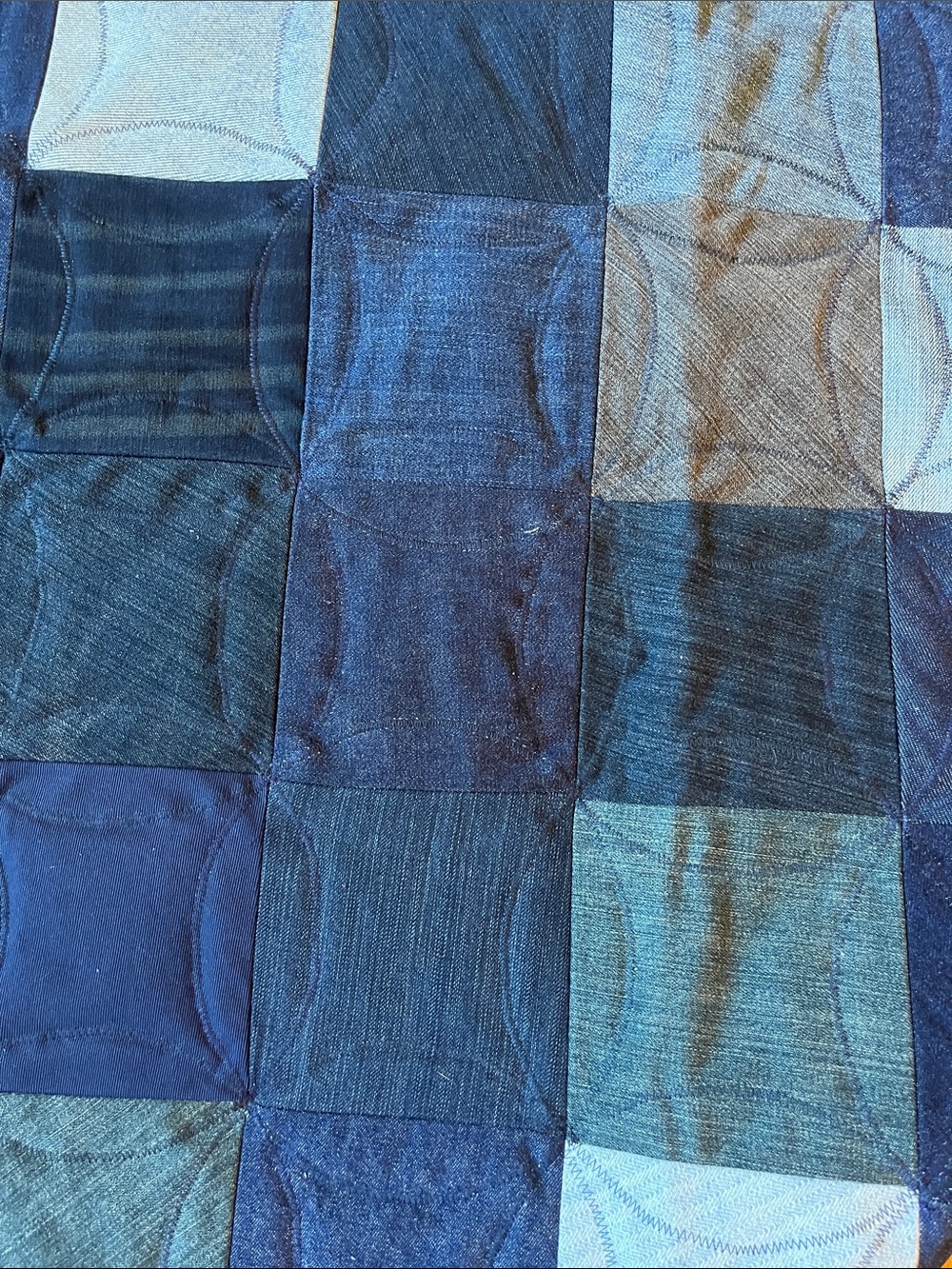 Handmade Multicolor Patchwork Cathedral Window Quilt 
Denim
Reversible - Picture 8 of 10